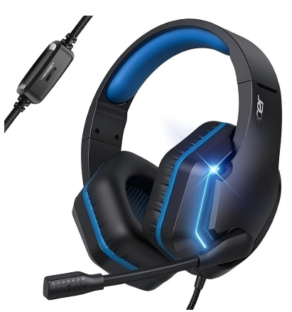 Acer Wired Gaming Headset for PS5, PS4, PC, Xbox Series X|S, Switch, Gaming Headphones with Noise Cancelling Microphone, LED Lights &50mm Speaker, 3.5mm Jack for Gaming, Black