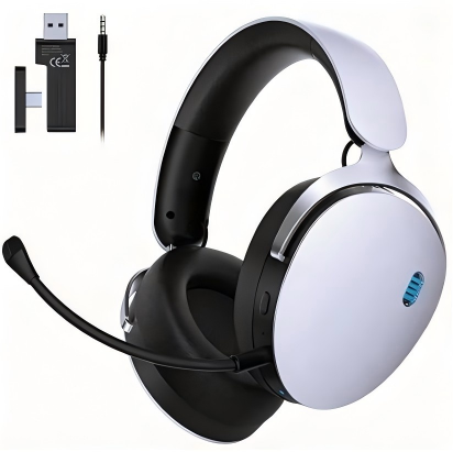 Acer 2.4GHz Wireless Gaming Headsets for PS5, PS4, PC, Switch, Tri-Mode Gaming Headphones with Noise Canceling Mic, Stereo Sound, 40+Hr Battery, 50mm Drivers - White